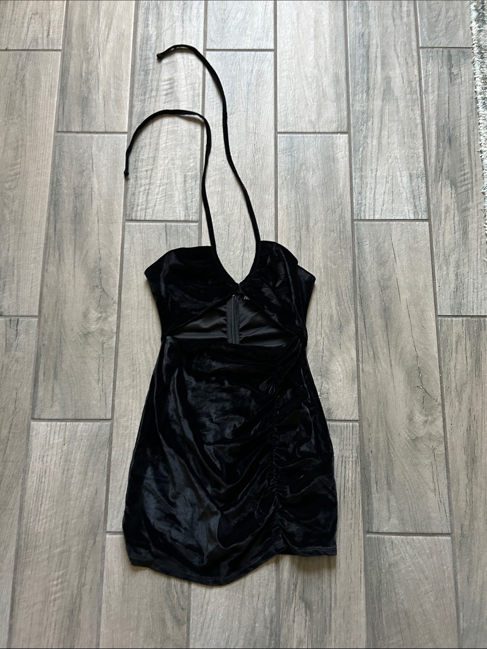 Zara Black Velvet Halter Mini Dress